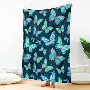 Watercolor Blue Butterfly Pattern Print Blanket