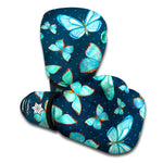 Watercolor Blue Butterfly Pattern Print Boxing Gloves