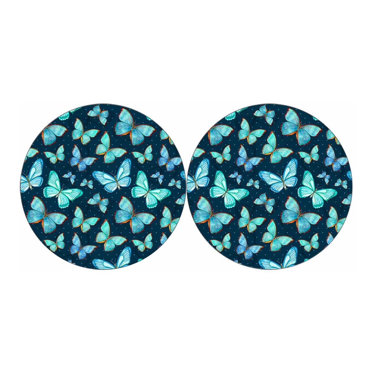 Watercolor Blue Butterfly Pattern Print Car Coasters
