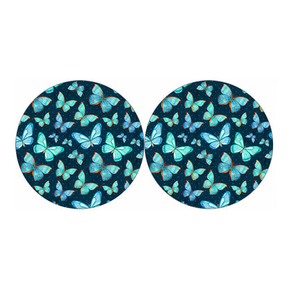 Watercolor Blue Butterfly Pattern Print Car Coasters