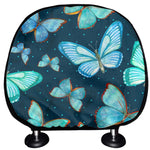 Watercolor Blue Butterfly Pattern Print Car Headrest Covers
