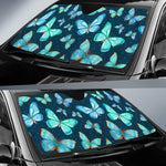 Watercolor Blue Butterfly Pattern Print Car Sun Shade GearFrost