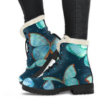 Watercolor Blue Butterfly Pattern Print Comfy Boots GearFrost