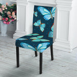 Watercolor Blue Butterfly Pattern Print Dining Chair Slipcover