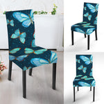 Watercolor Blue Butterfly Pattern Print Dining Chair Slipcover