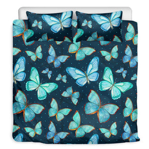 Watercolor Blue Butterfly Pattern Print Duvet Cover Bedding Set