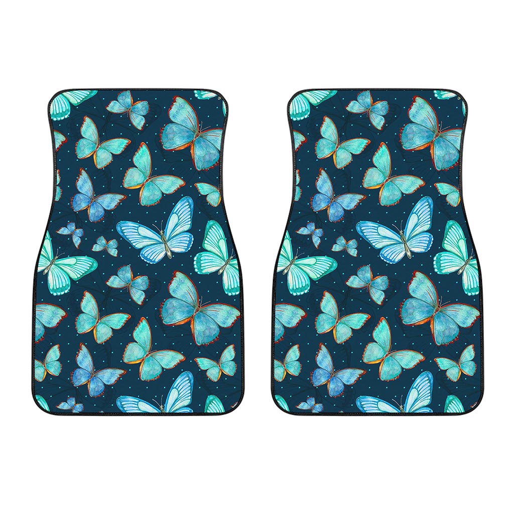 Watercolor Blue Butterfly Pattern Print Front Car Floor Mats