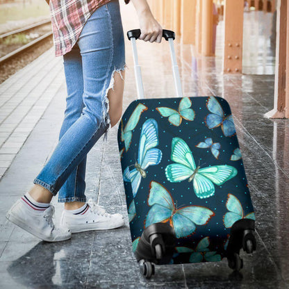 Watercolor Blue Butterfly Pattern Print Luggage Cover GearFrost