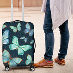 Watercolor Blue Butterfly Pattern Print Luggage Cover GearFrost