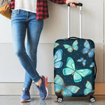 Watercolor Blue Butterfly Pattern Print Luggage Cover GearFrost