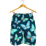 Watercolor Blue Butterfly Pattern Print Men's Shorts