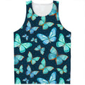 Watercolor Blue Butterfly Pattern Print Men's Tank Top