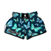 Watercolor Blue Butterfly Pattern Print Muay Thai Boxing Shorts