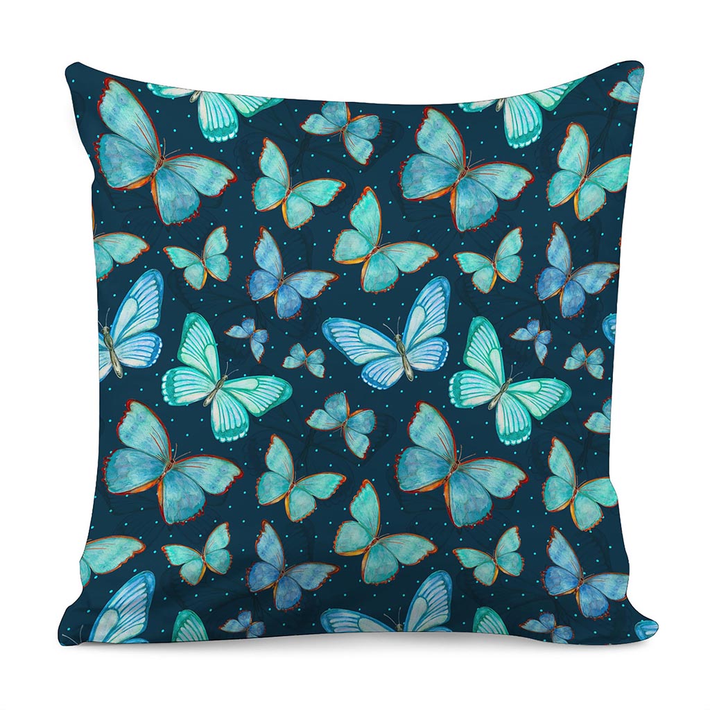 Watercolor Blue Butterfly Pattern Print Pillow Cover