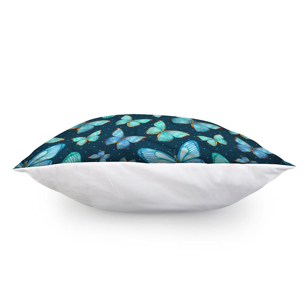 Watercolor Blue Butterfly Pattern Print Pillow Cover