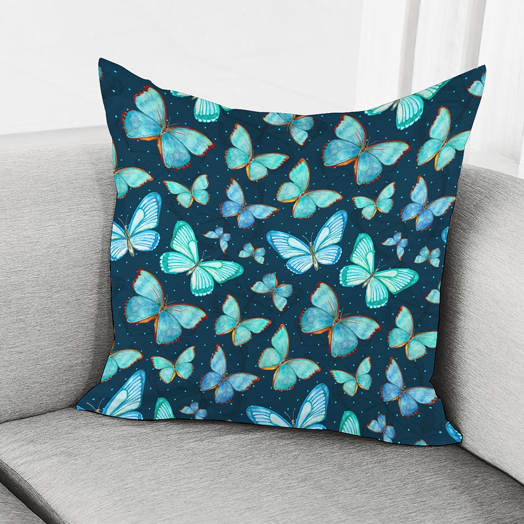 Watercolor Blue Butterfly Pattern Print Pillow Cover