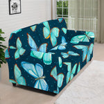 Watercolor Blue Butterfly Pattern Print Sofa Cover