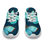 Watercolor Blue Butterfly Pattern Print Sport Shoes GearFrost