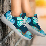 Watercolor Blue Butterfly Pattern Print Sport Shoes GearFrost