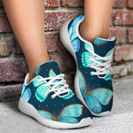 Watercolor Blue Butterfly Pattern Print Sport Shoes GearFrost