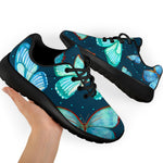 Watercolor Blue Butterfly Pattern Print Sport Shoes GearFrost