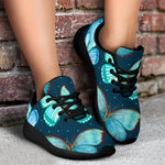 Watercolor Blue Butterfly Pattern Print Sport Shoes GearFrost