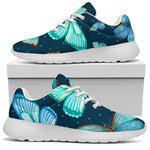 Watercolor Blue Butterfly Pattern Print Sport Shoes GearFrost