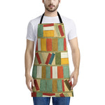 Watercolor Bookshelf Pattern Print Apron