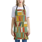 Watercolor Bookshelf Pattern Print Apron