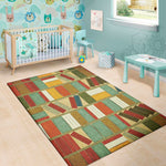 Watercolor Bookshelf Pattern Print Area Rug