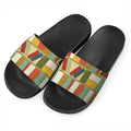 Watercolor Bookshelf Pattern Print Black Slide Sandals