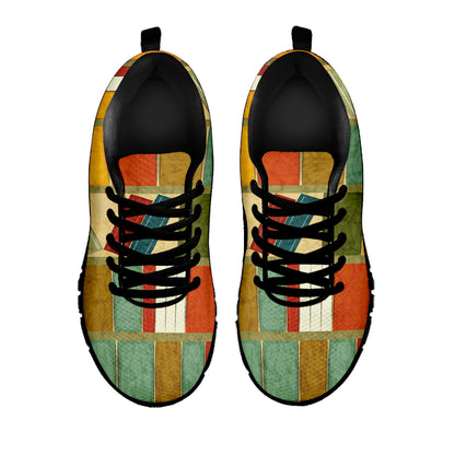 Watercolor Bookshelf Pattern Print Black Sneakers