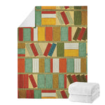 Watercolor Bookshelf Pattern Print Blanket