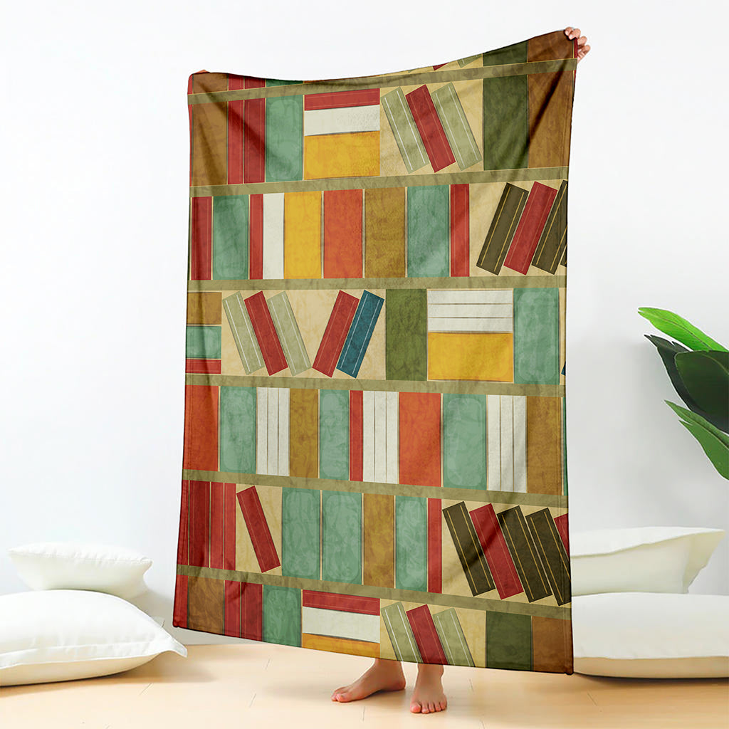 Watercolor Bookshelf Pattern Print Blanket