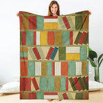 Watercolor Bookshelf Pattern Print Blanket