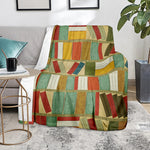 Watercolor Bookshelf Pattern Print Blanket