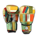 Watercolor Bookshelf Pattern Print Boxing Gloves