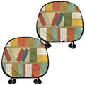 Watercolor Bookshelf Pattern Print Car Headrest Covers