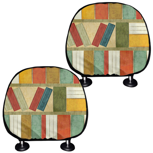 Watercolor Bookshelf Pattern Print Car Headrest Covers
