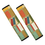 Watercolor Bookshelf Pattern Print Car Seat Belt Covers