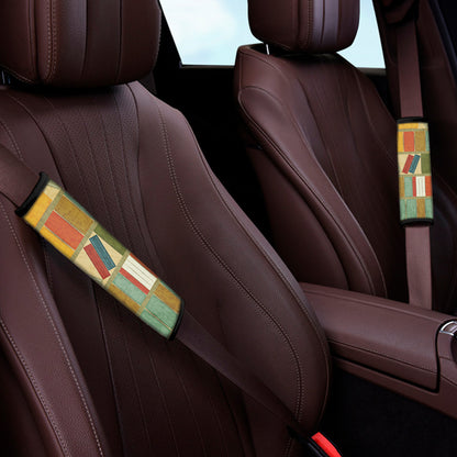 Watercolor Bookshelf Pattern Print Car Seat Belt Covers