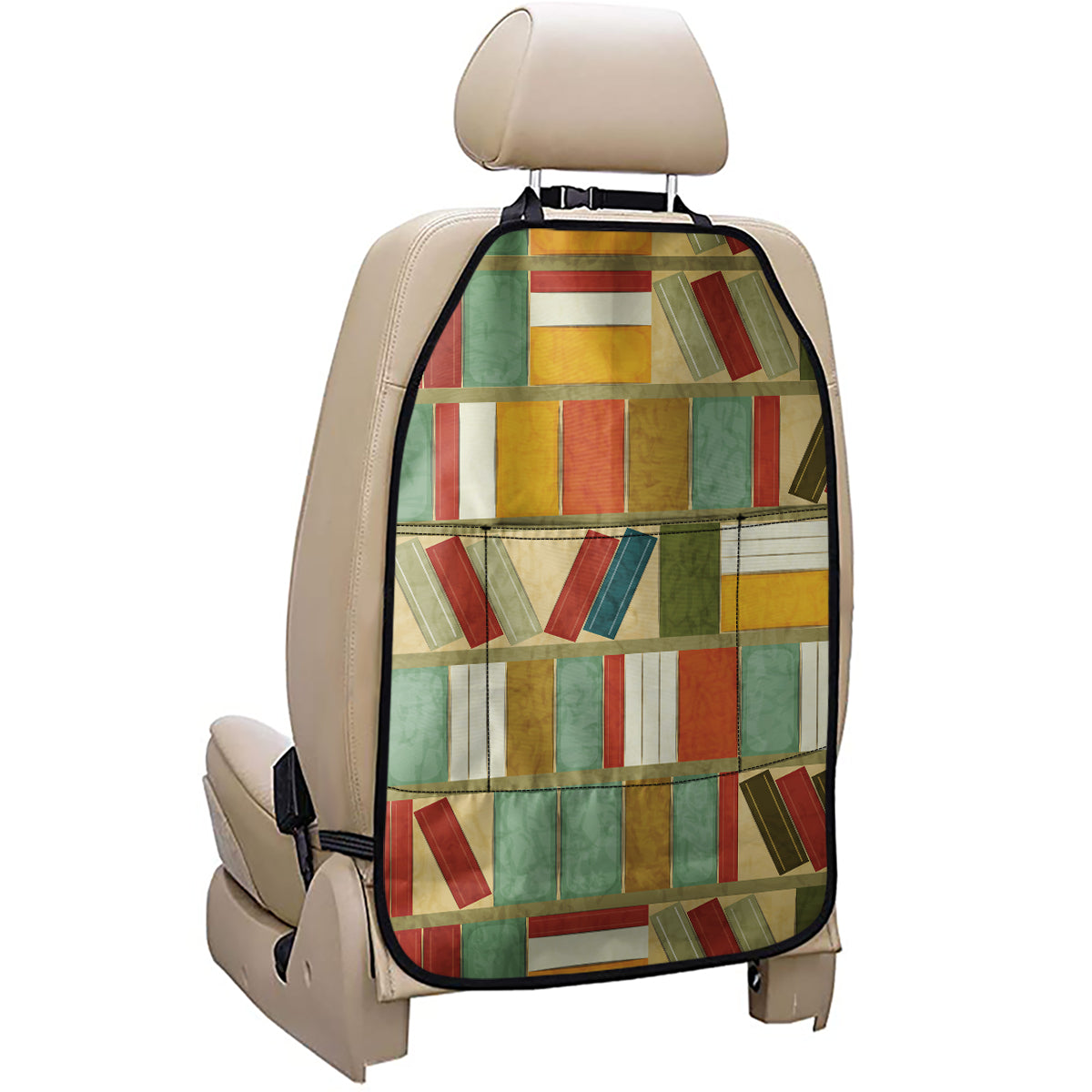Watercolor Bookshelf Pattern Print Car Seat Organizers