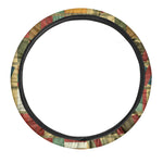 Watercolor Bookshelf Pattern Print Car Steering Wheel Cover