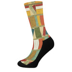 Watercolor Bookshelf Pattern Print Crew Socks