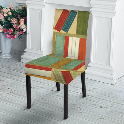 Watercolor Bookshelf Pattern Print Dining Chair Slipcover