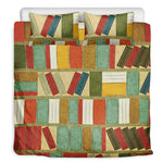 Watercolor Bookshelf Pattern Print Duvet Cover Bedding Set