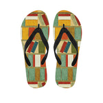 Watercolor Bookshelf Pattern Print Flip Flops
