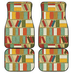 Watercolor Bookshelf Pattern Print Front and Back Car Floor Mats