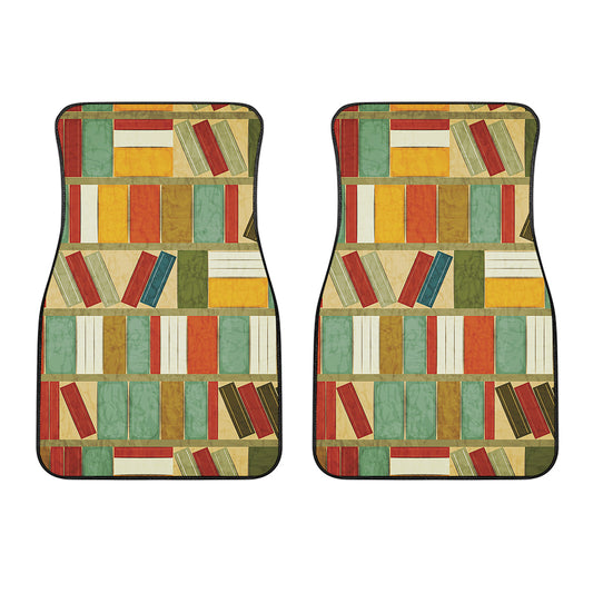 Watercolor Bookshelf Pattern Print Front Car Floor Mats