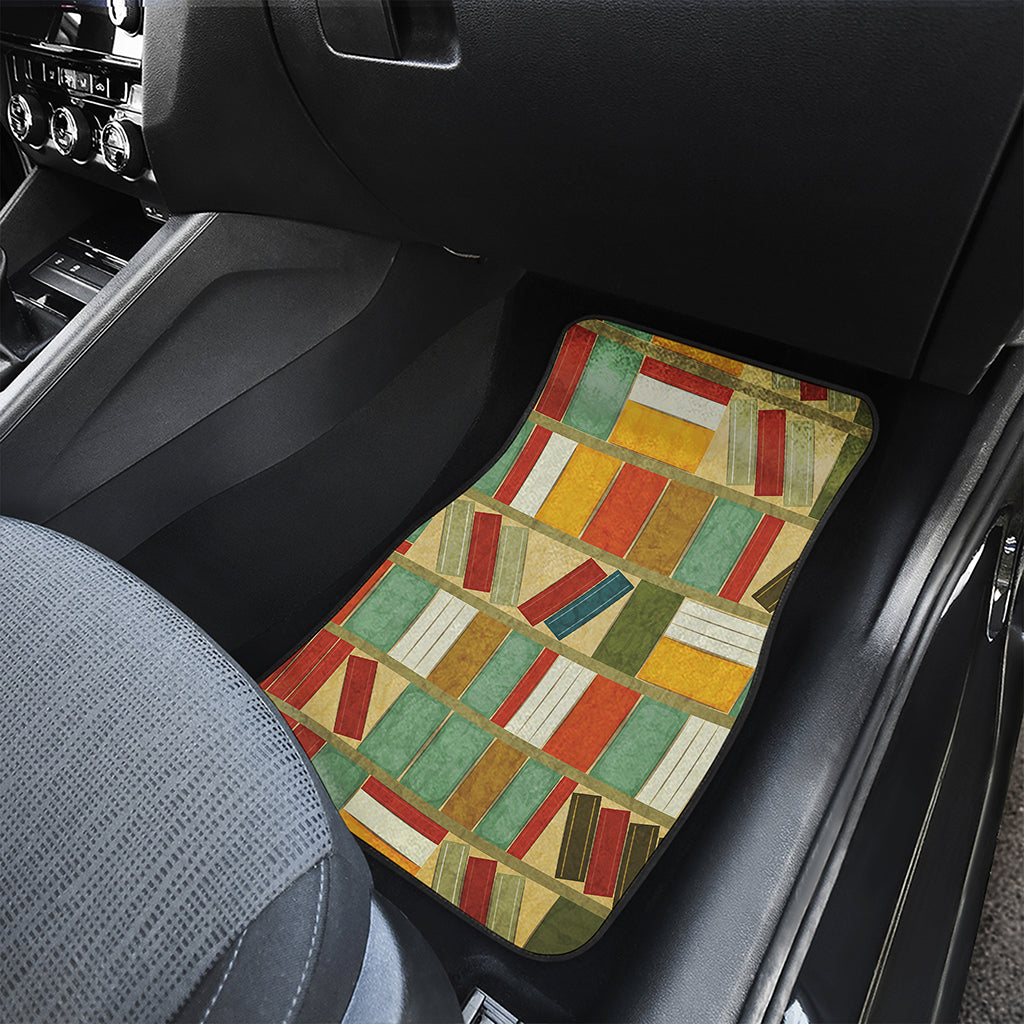 Watercolor Bookshelf Pattern Print Front Car Floor Mats
